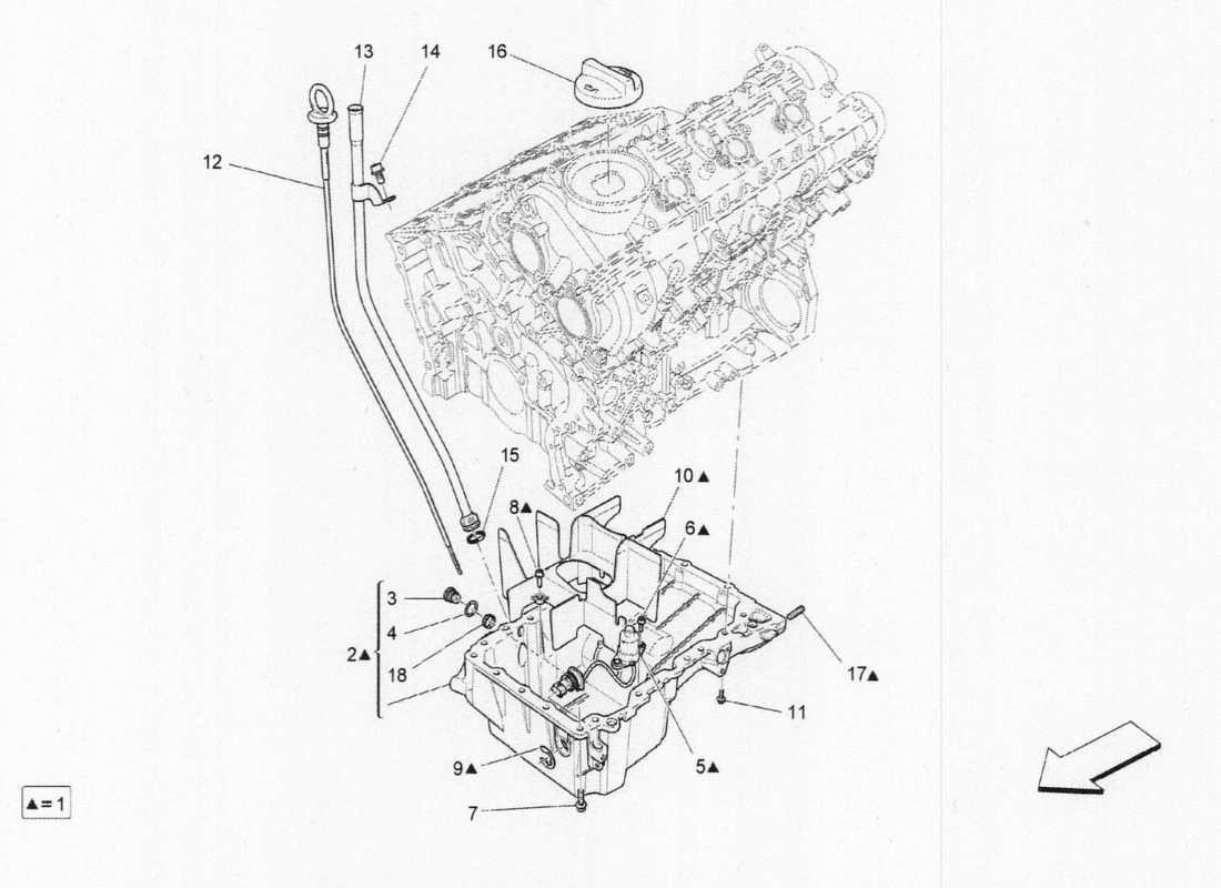 maserati qtp. v6 3.0 bt 410bhp 2wd 2017 sistema de lubricación: diagrama de piezas del circuito y de la colección