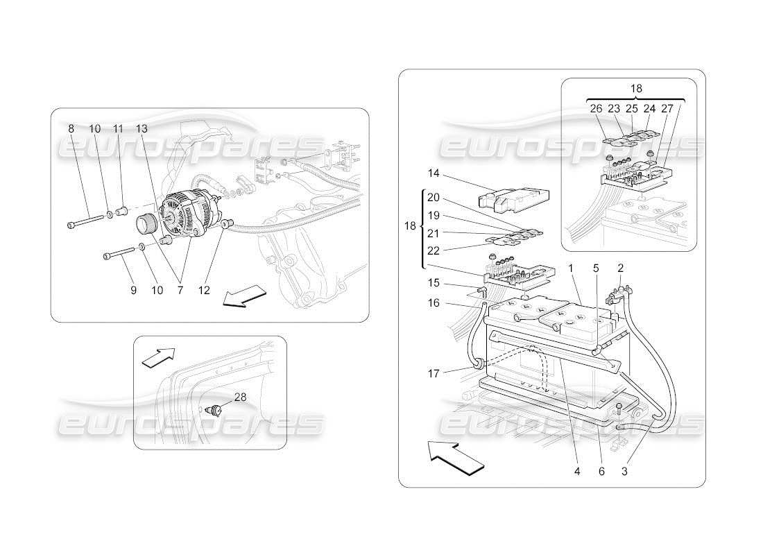 maserati qtp. (2011) 4.7 auto diagrama de partes de generación y acumulación de energía