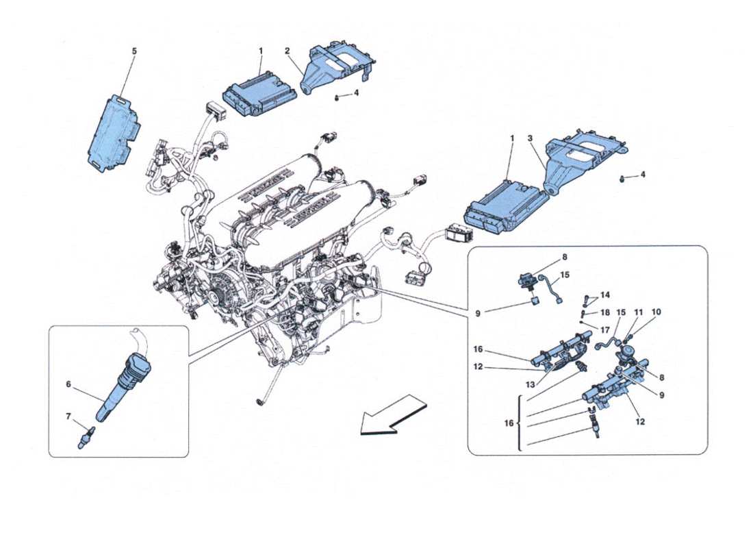 ferrari 458 challenge impianto iniezione - accensione diagrama de piezas