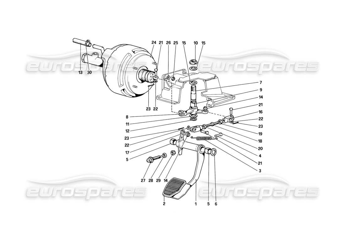 ferrari 308 (1981) gtbi/gtsi diagrama de piezas del sistema hidráulico de frenos (variantes para versiones con volante a la derecha)