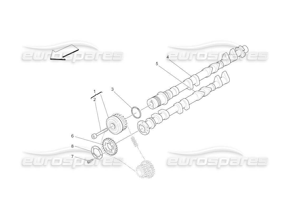 maserati qtp. (2011) 4.7 auto diagrama de piezas de los árboles de levas de la culata del cilindro derecho