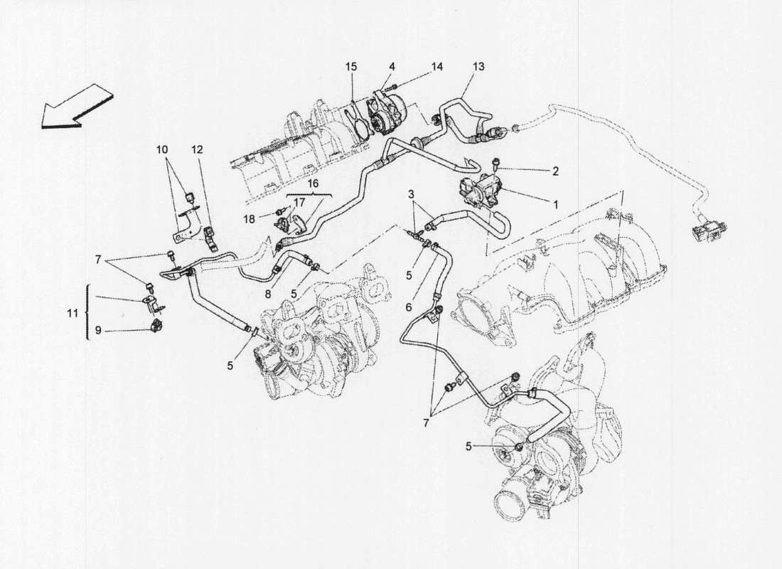 maserati qtp. v6 3.0 bt 410bhp 2wd 2017 diagrama de piezas del sistema de aire adicional