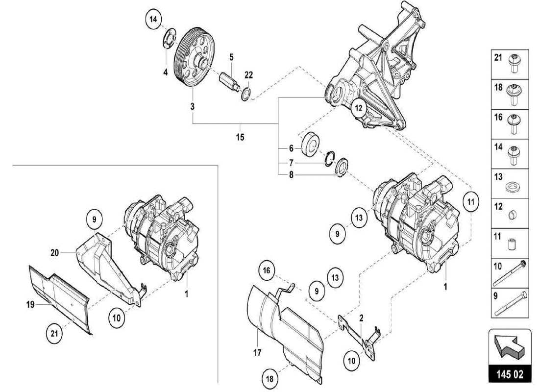 lamborghini centenario spider diagrama de piezas del compresor de aire acondicionado