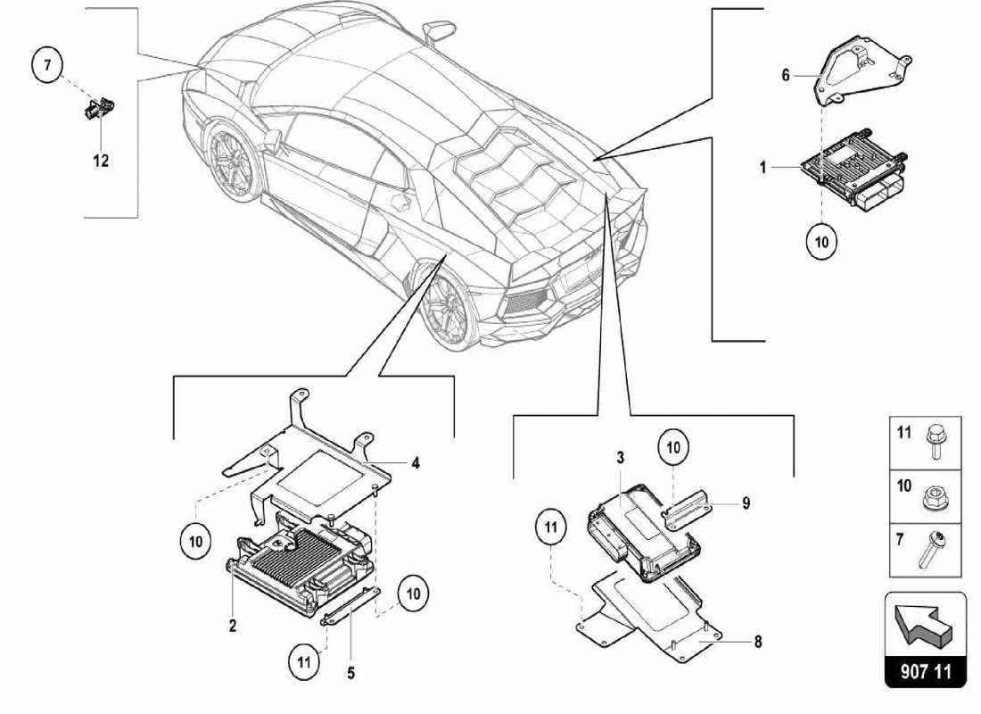 lamborghini centenario spider unidades de control electrónico diagrama de piezas