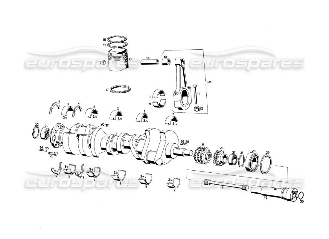 maserati qtp.v8 4.9 (s3) 1979 partes móviles diagrama de piezas