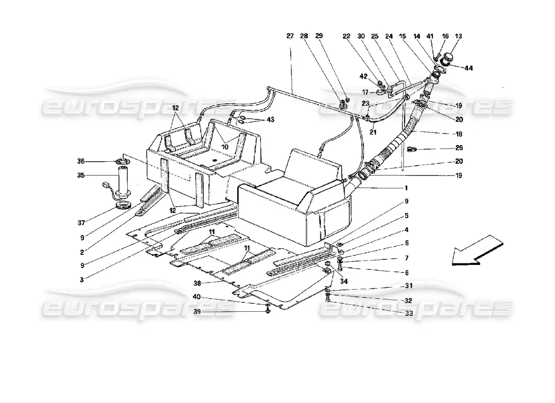 ferrari mondial 3.4 t coupe/cabrio dispositivo de ventilación del tanque y combustible - cabriolet - no para automóviles con catalizadores diagrama de piezas