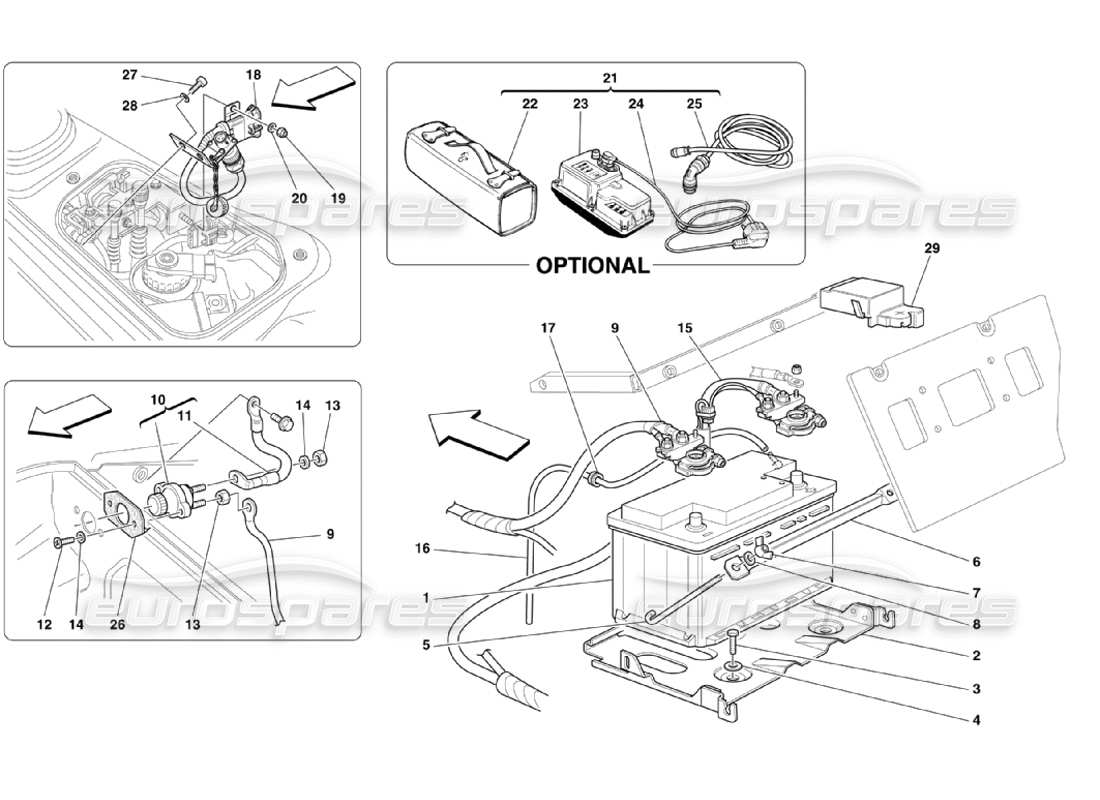 ferrari 360 challenge stradale batería diagrama de piezas