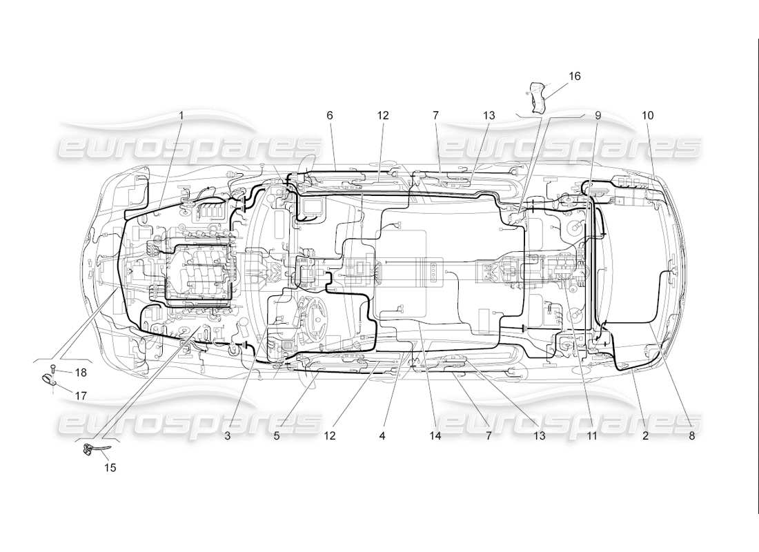 maserati qtp. (2006) 4.2 f1 cableado principal diagrama de piezas