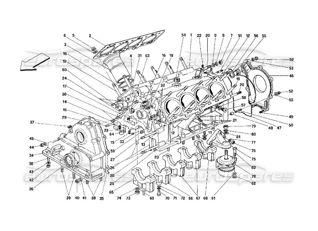 ferrari 348 (2.7 motronic) crankcase diagrama de piezas