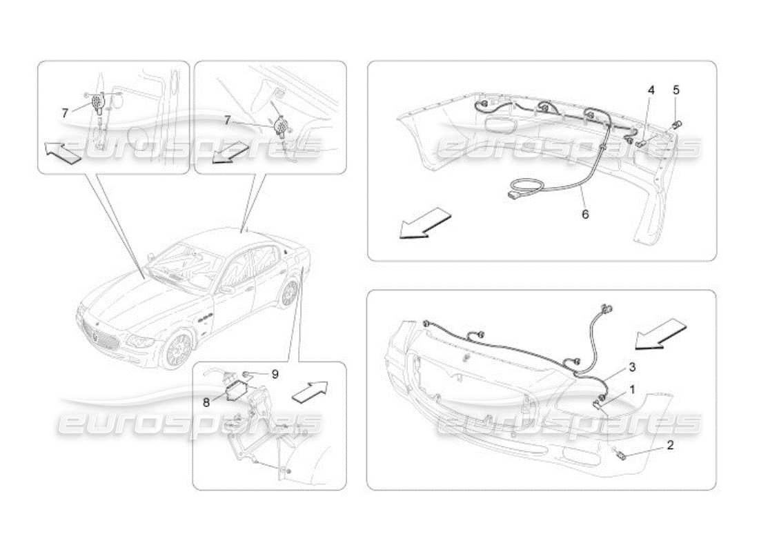 maserati qtp. (2005) 4.2 sensores de aparcamiento diagrama de piezas