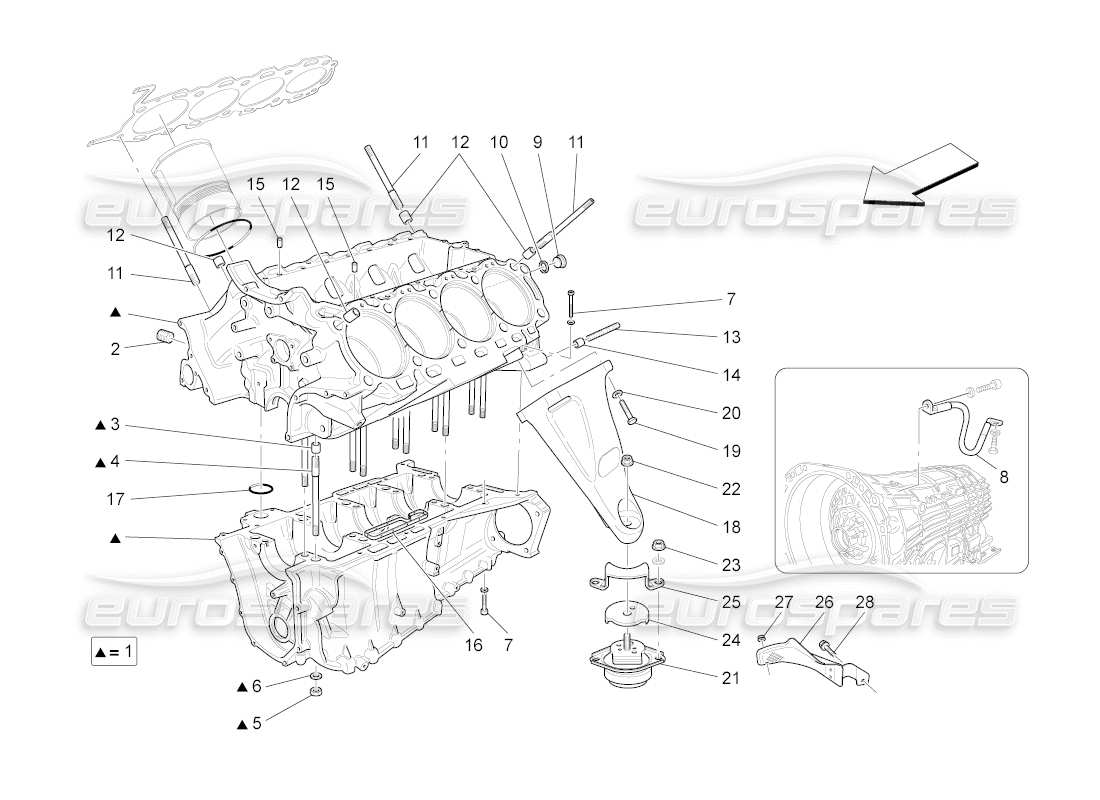 maserati grancabrio (2010) 4.7 diagrama de piezas del carter