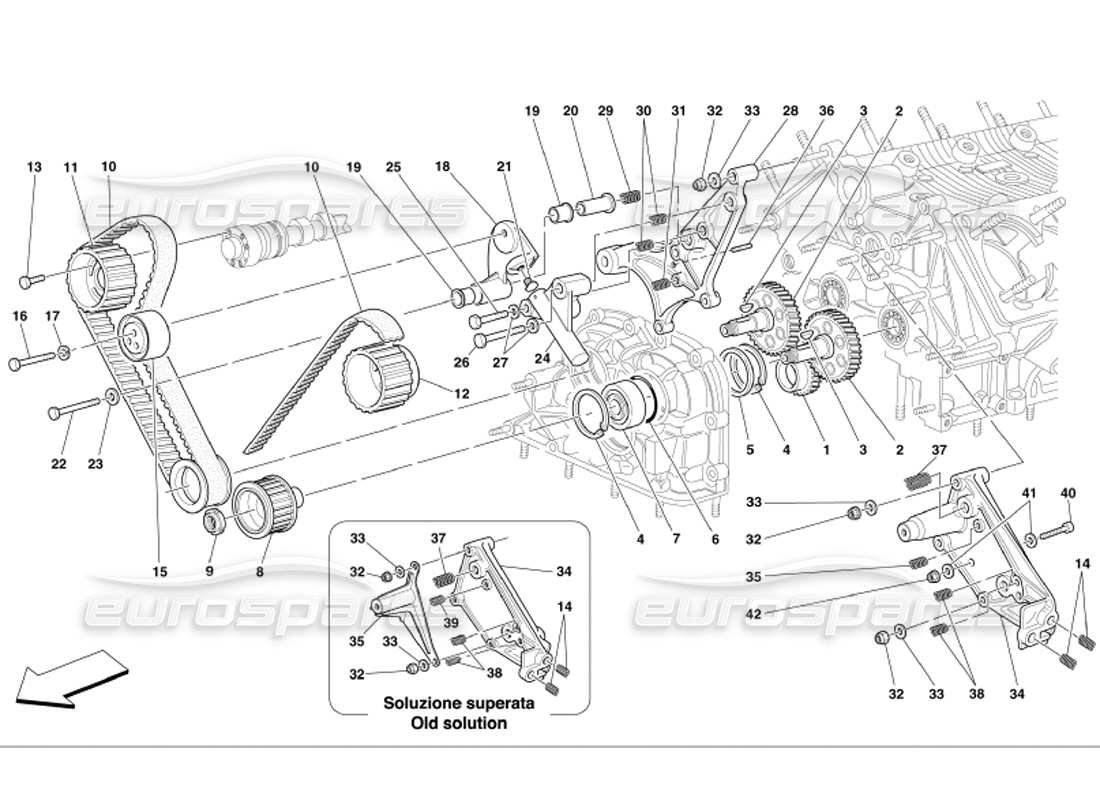 ferrari 360 modena controles de sincronización diagrama de piezas