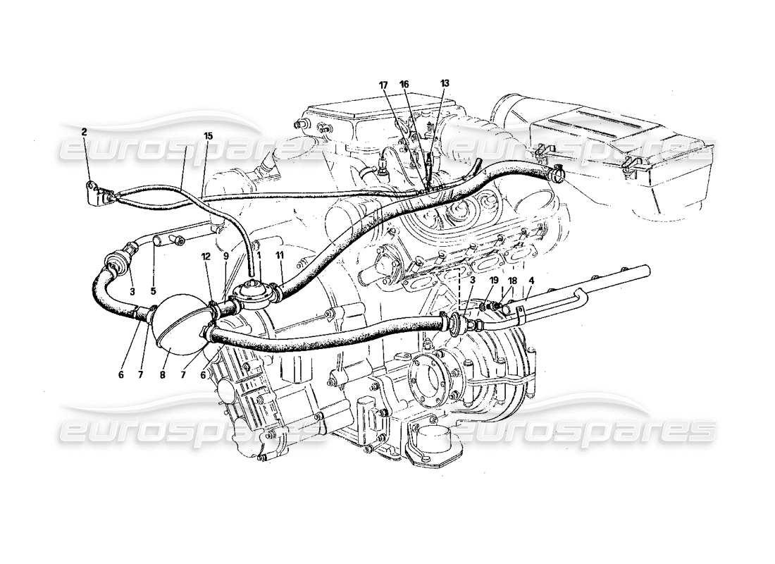 ferrari 328 (1985) diagrama de piezas de inyección de aire (para versión ch)