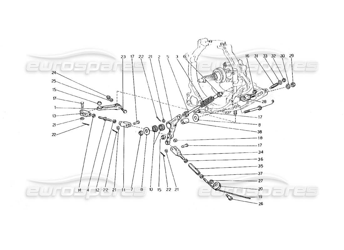 ferrari 308 gt4 dino (1979) diagrama de piezas del control de funcionamiento del embrague