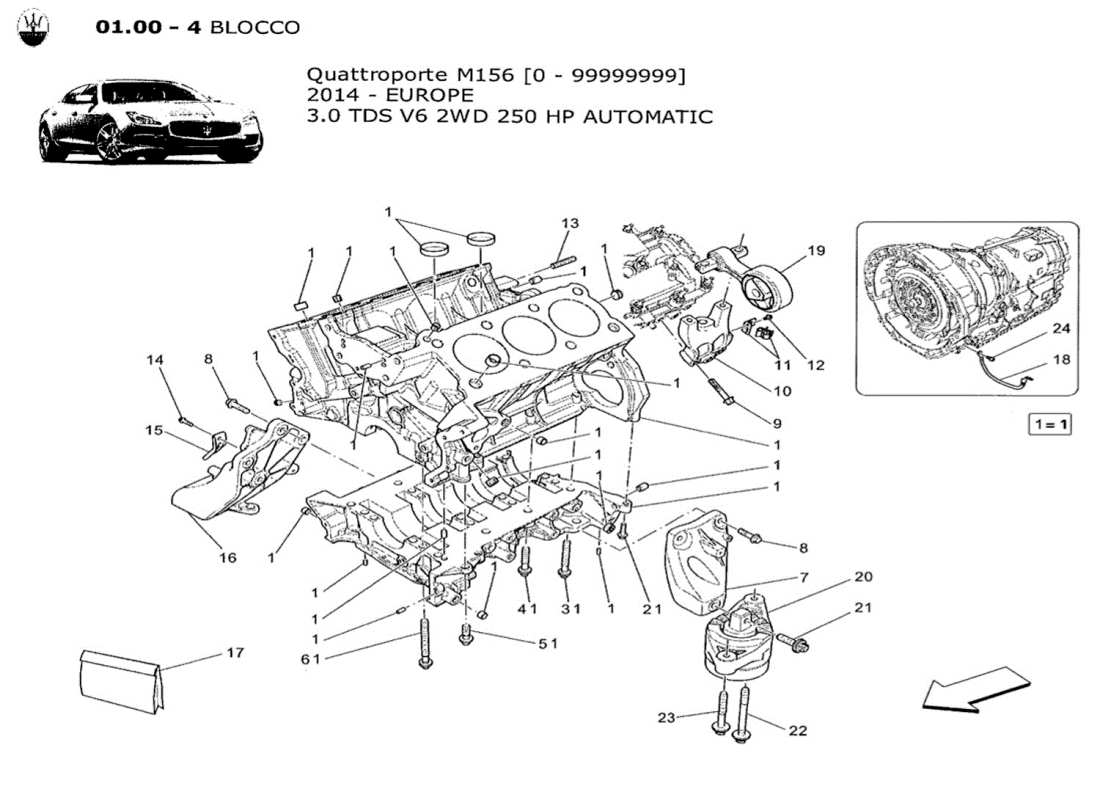 maserati qtp. v6 3.0 tds 250bhp 2014 diagrama de piezas del carter