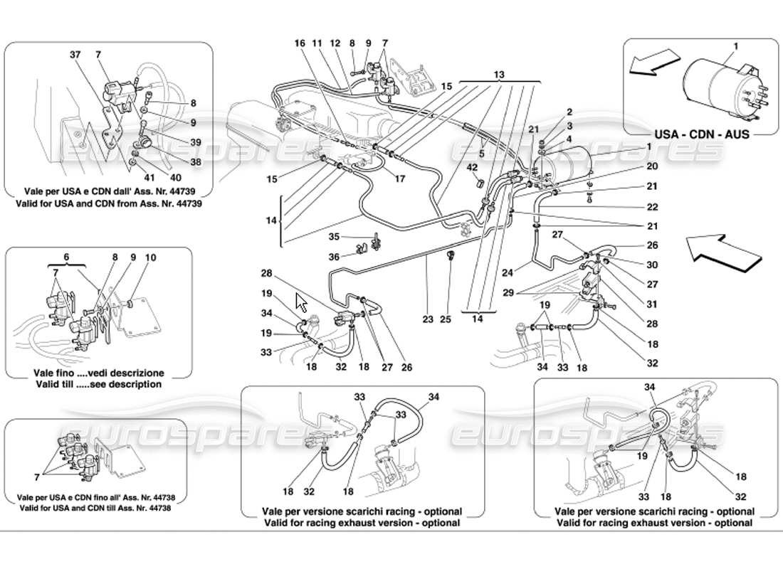 ferrari 360 modena diagrama de piezas del sistema de actuador neumático