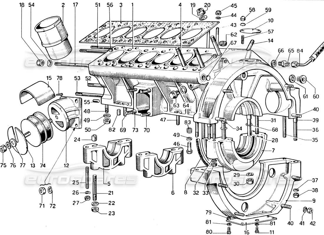 ferrari 365 gtb4 daytona (1969) diagrama de piezas del carter