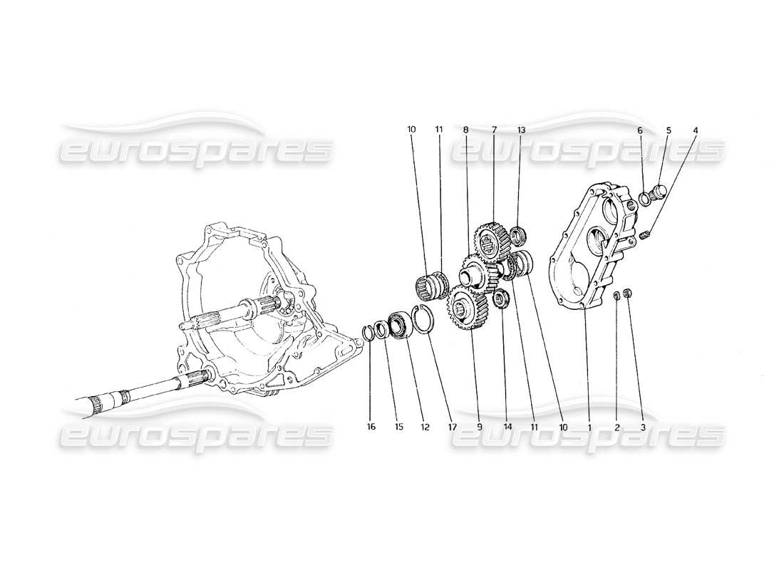 ferrari 308 gt4 dino (1979) diagrama de piezas de transmisión de caja de cambios