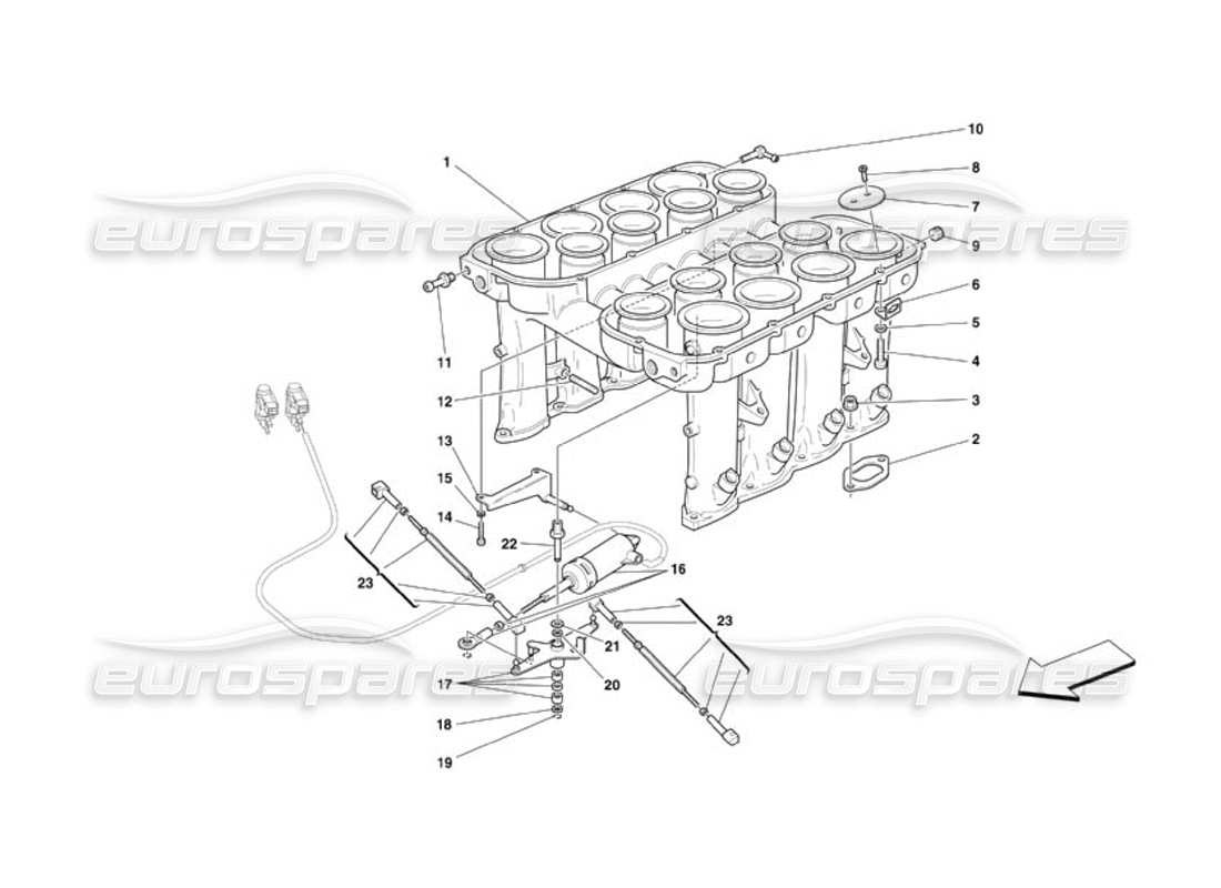 ferrari 360 challenge (2000) diagrama de piezas del colector de admisión de aire