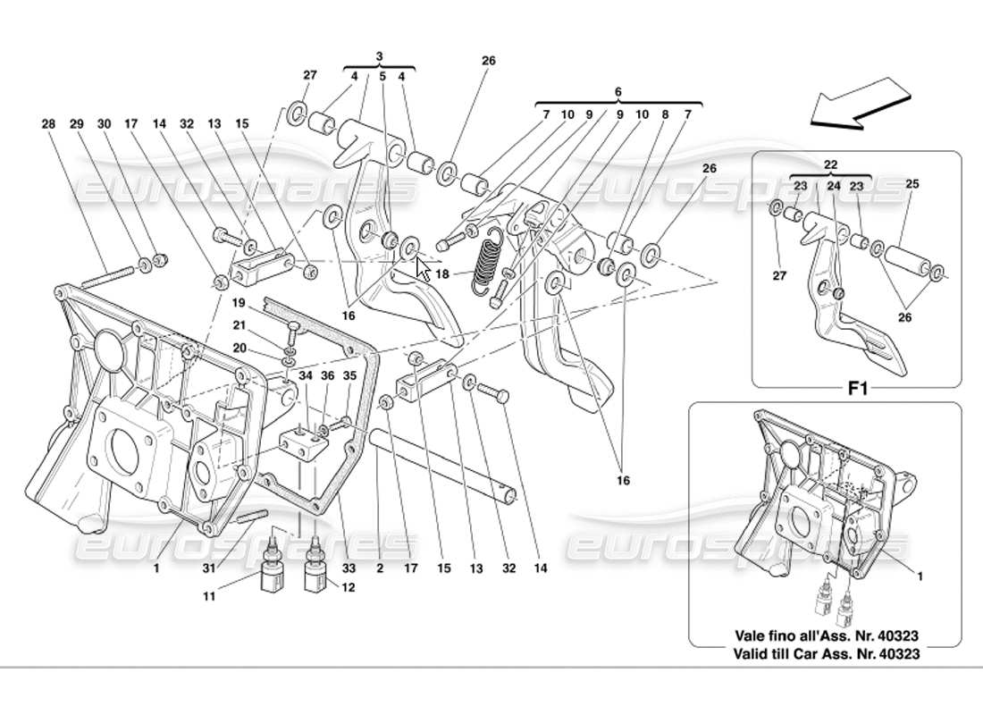 ferrari 360 modena pedales diagrama de piezas