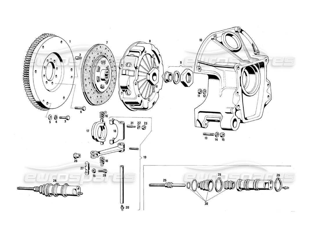 maserati qtp.v8 4.9 (s3) 1979 diagrama de piezas del embrague