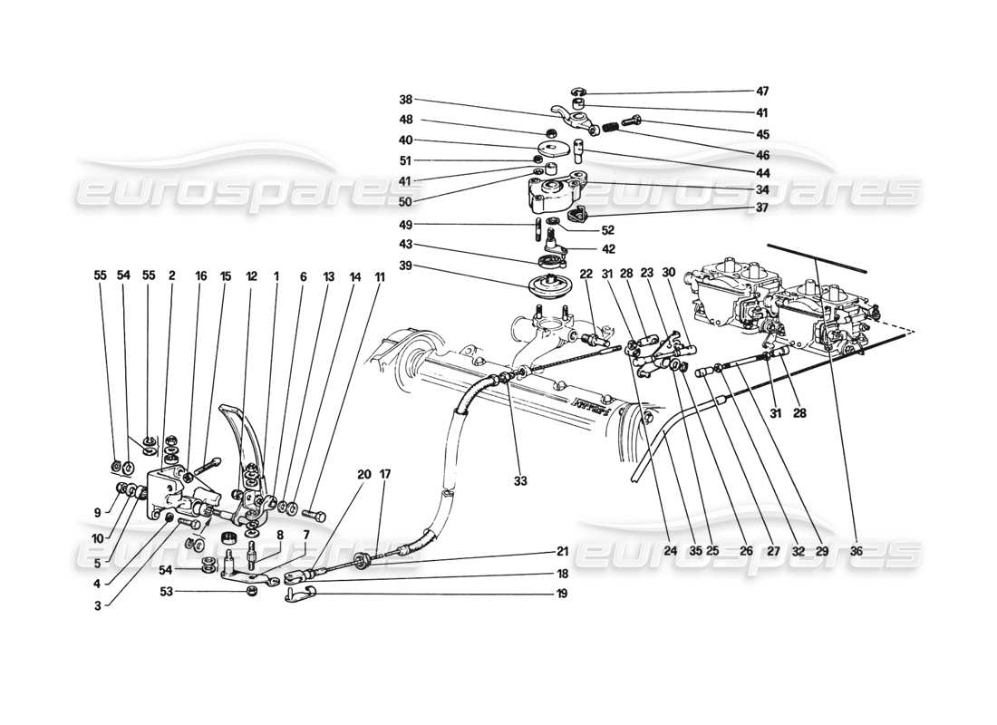 ferrari 308 gtb (1980) diagrama de piezas del control del acelerador