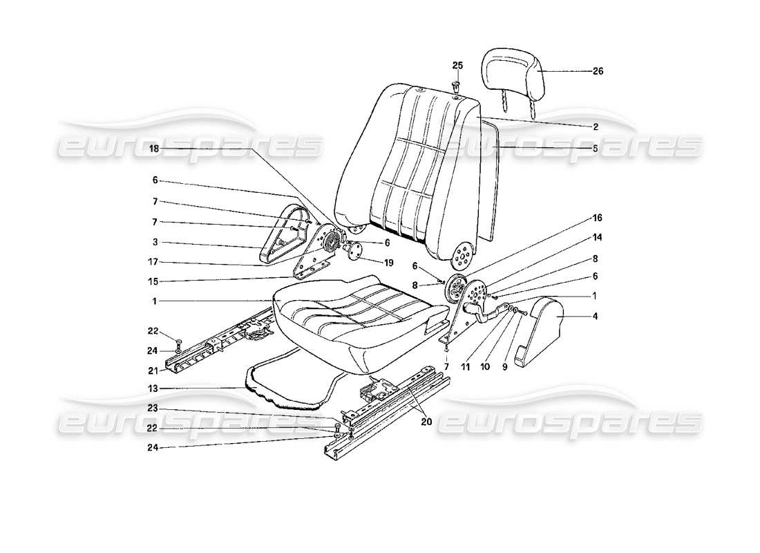 ferrari 208 turbo (1989) asiento diagrama de piezas