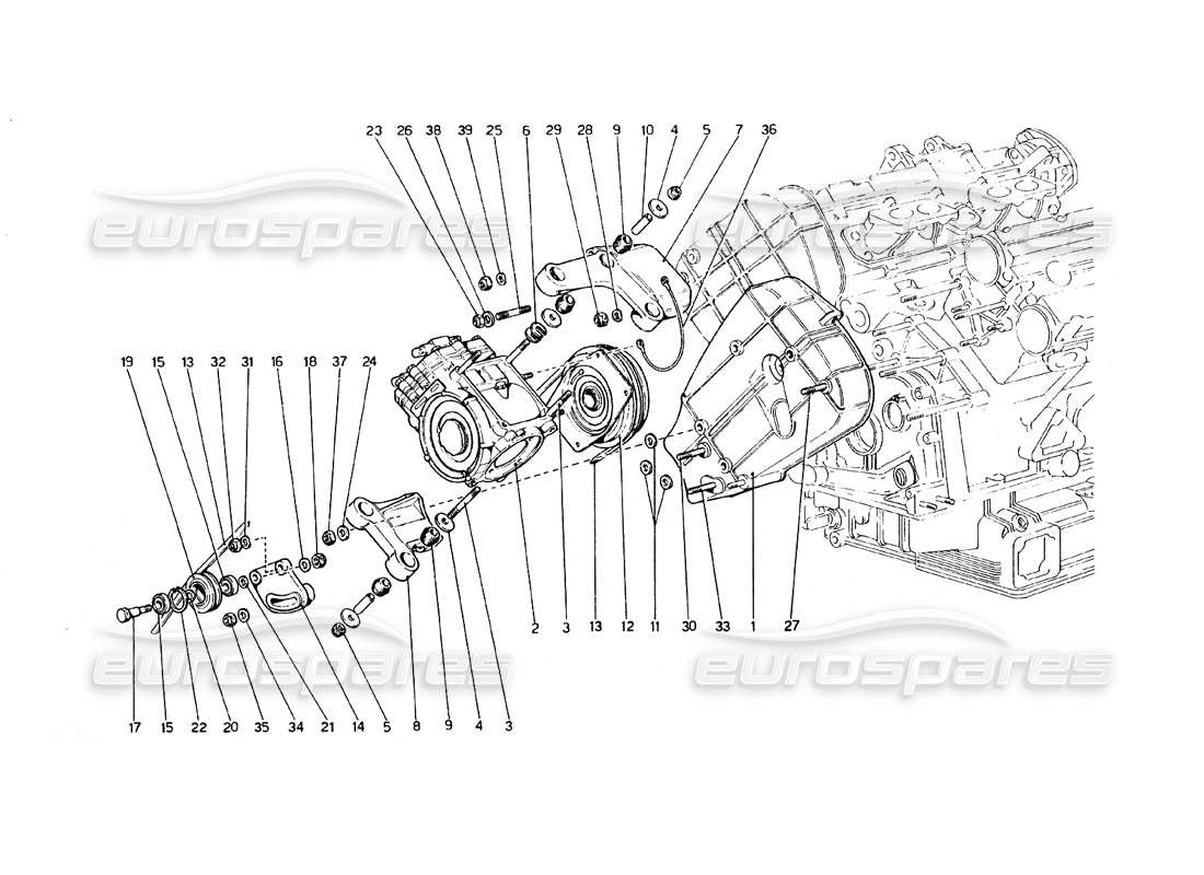 ferrari 308 gt4 dino (1979) diagrama de piezas del compresor y controles del aire acondicionado