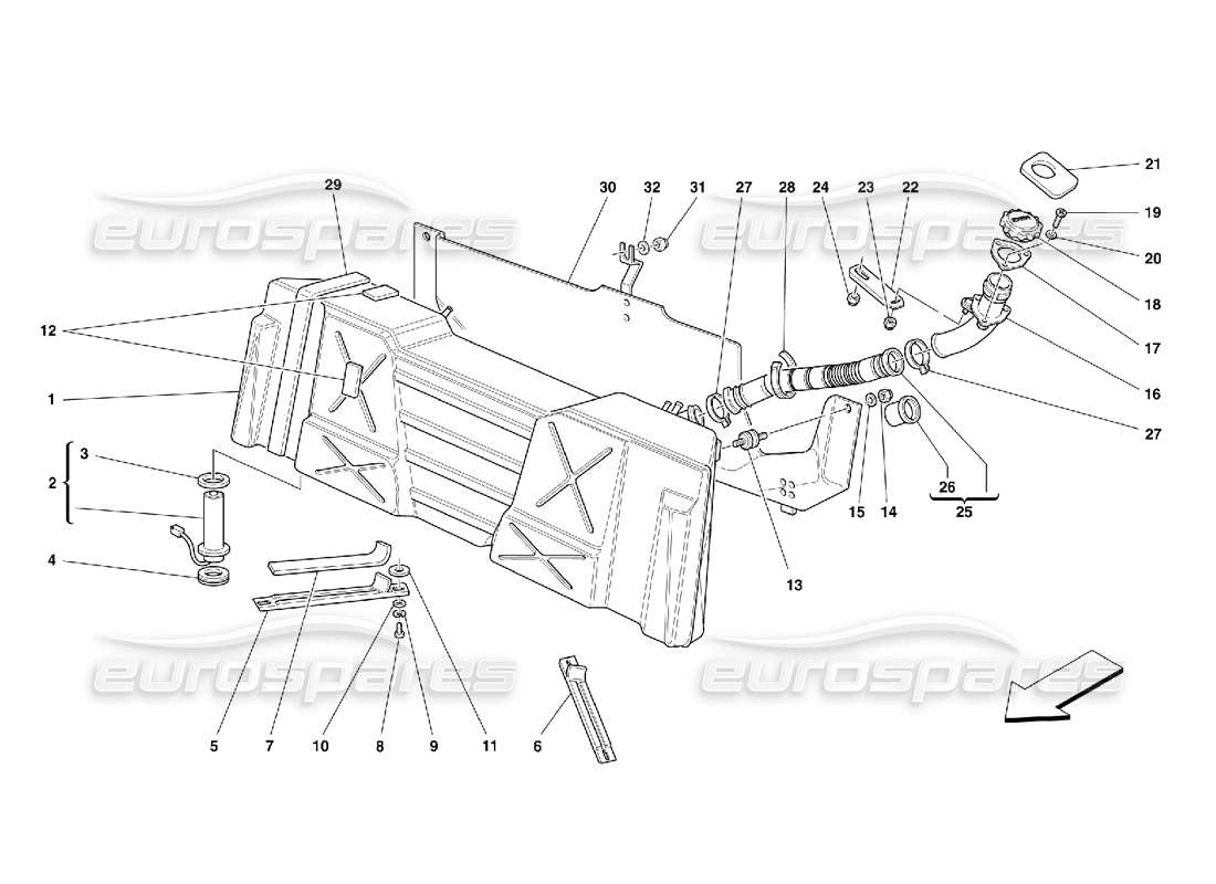 ferrari 355 (5.2 motronic) depósito de combustible diagrama de piezas