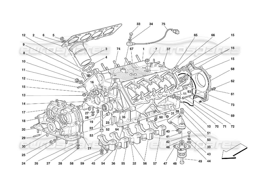 ferrari 355 (5.2 motronic) crankcase diagrama de piezas
