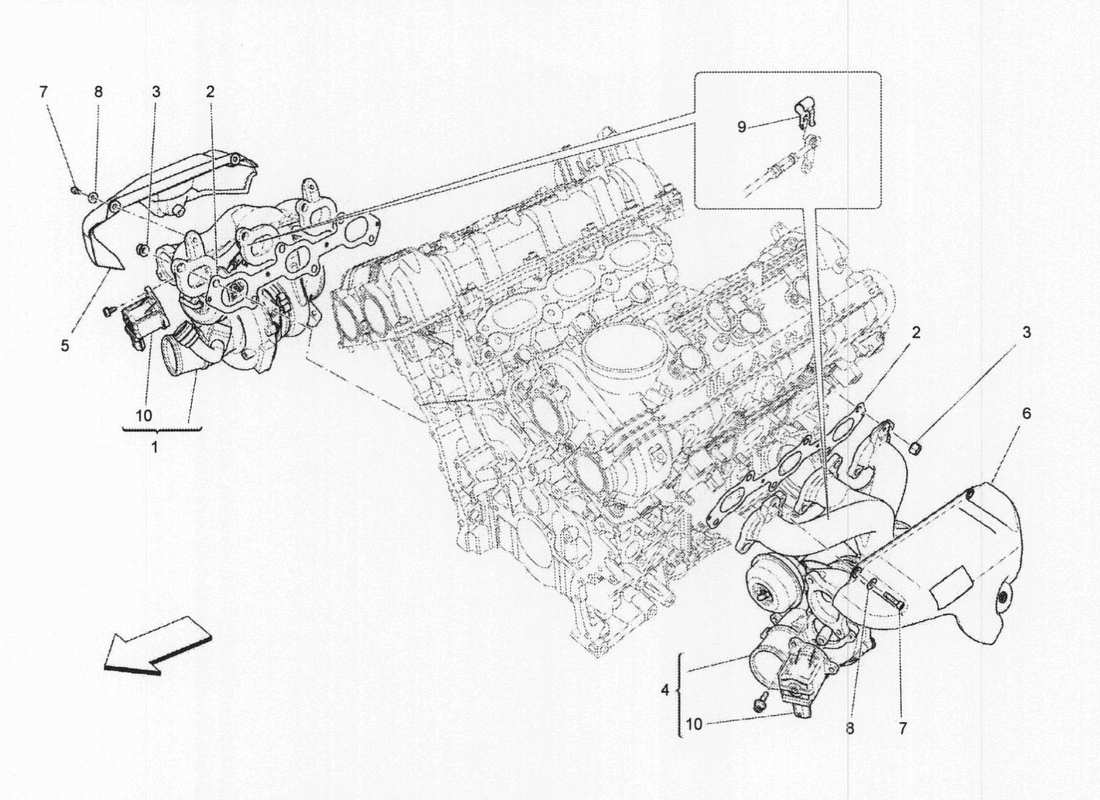 maserati qtp. v6 3.0 bt 410bhp 2wd 2017 sistema de turboalimentación: equipos diagrama de piezas