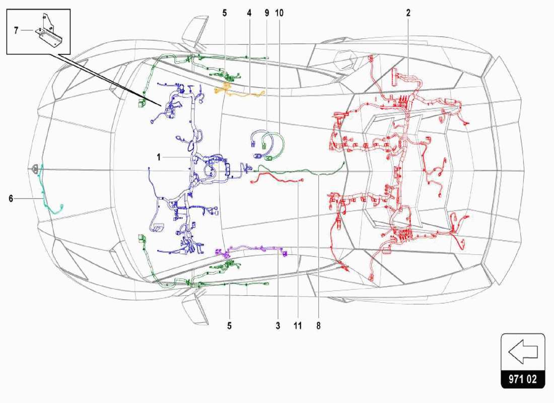 lamborghini centenario spider sistema eléctrico: diagrama de piezas del telar de cableado