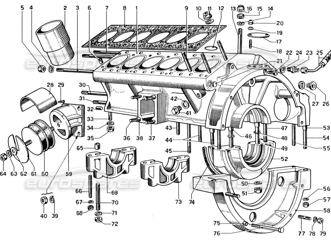 ferrari 330 gtc coupe crankcase diagrama de piezas