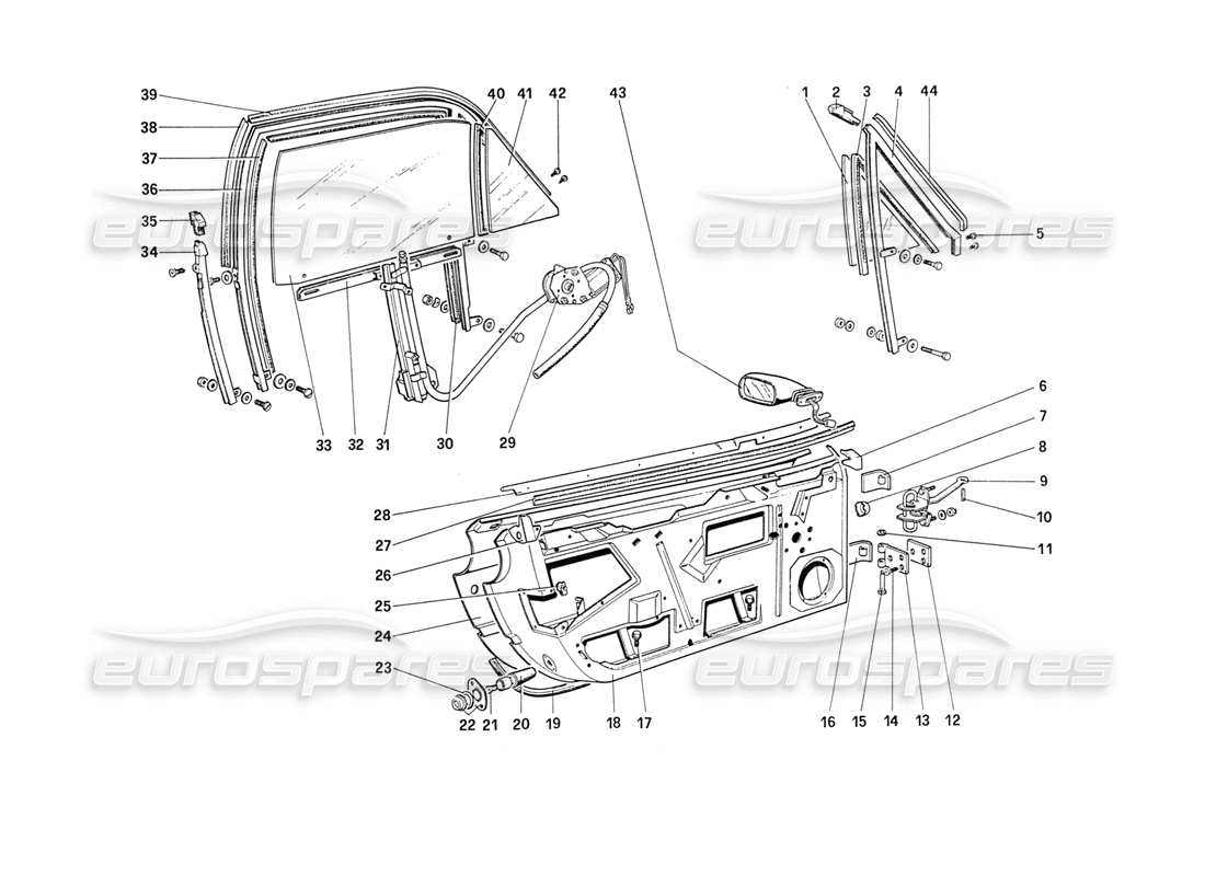 ferrari 208 turbo (1989) puertas (desde el coche 71597) diagrama de piezas