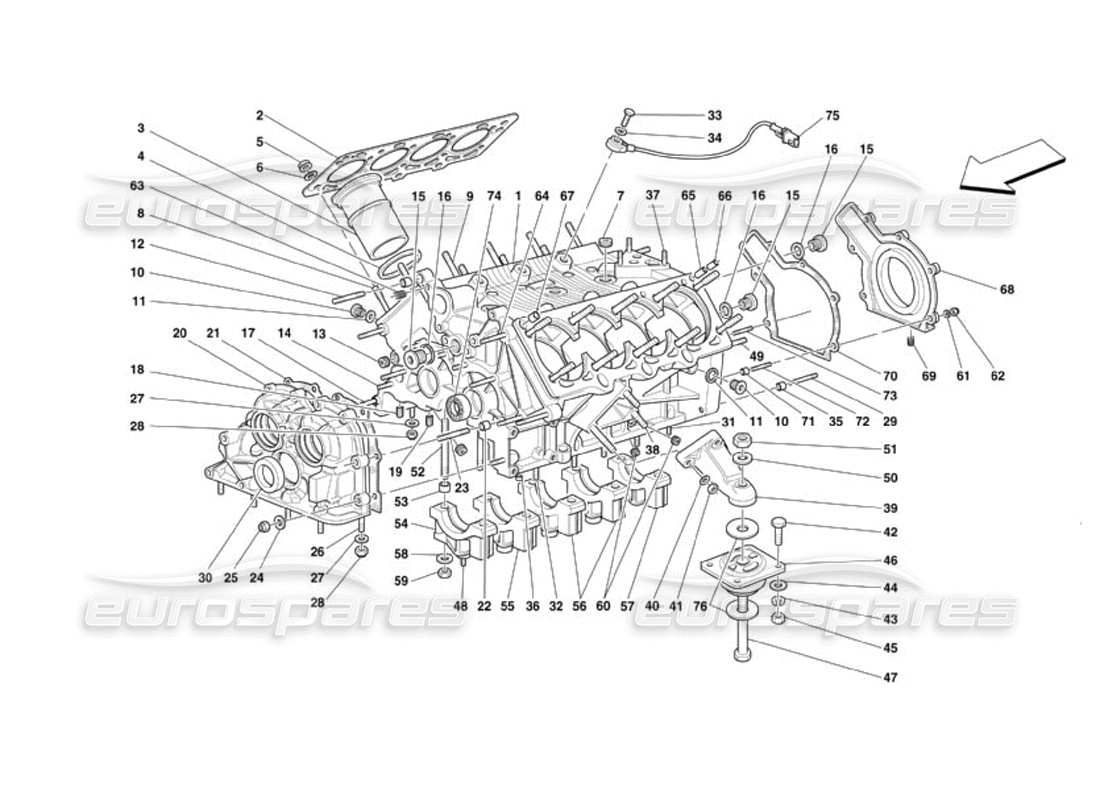 ferrari 360 challenge (2000) crankcase diagrama de piezas