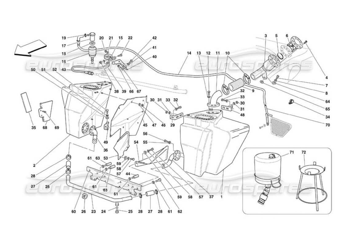 ferrari 360 challenge (2000) fuel tanks part diagram