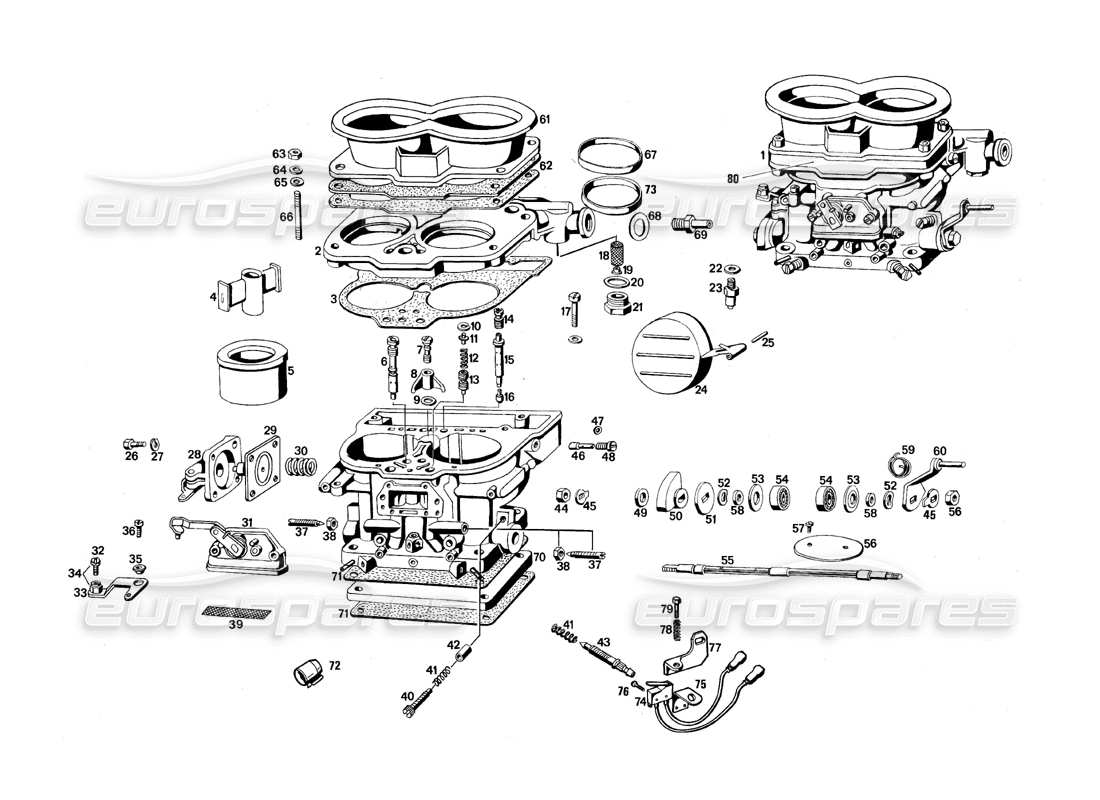 maserati qtp.v8 4.9 (s3) 1979 carburador diagrama de piezas
