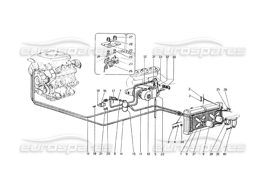 ferrari 308 gt4 dino (1979) sistema de aire acondicionado diagrama de piezas