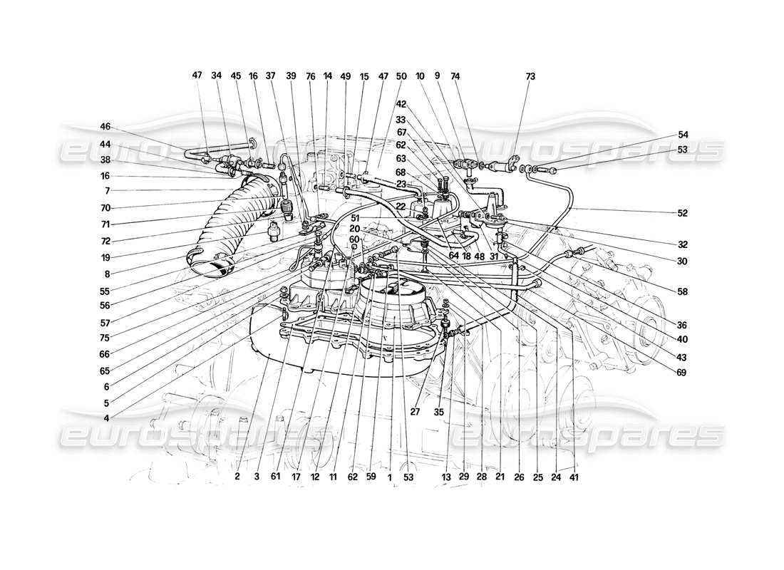 ferrari 308 (1981) gtbi/gtsi sistema de inyección de combustible: distribuidores de combustible, diagrama de piezas de líneas