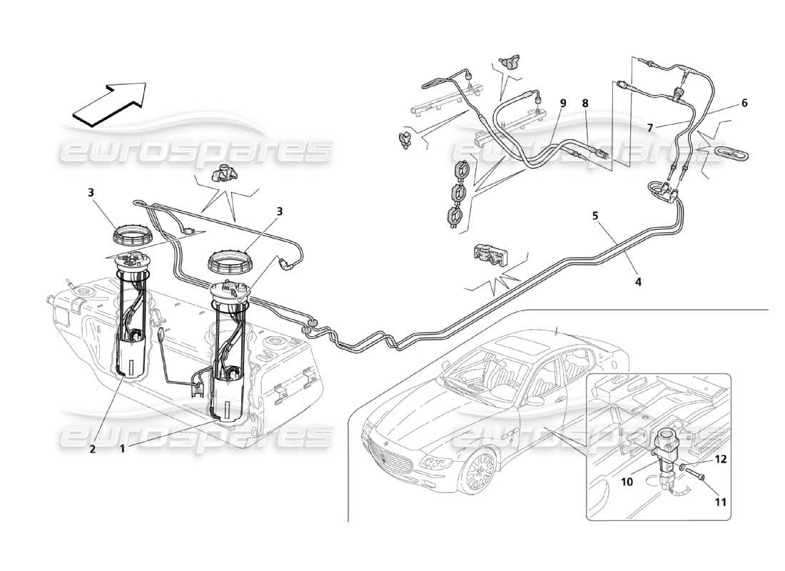 maserati qtp. (2003) 4.2 diagrama de piezas de bombas y tuberías de combustible
