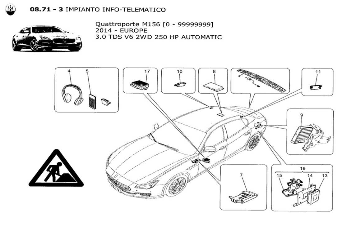 maserati qtp. v6 3.0 tds 250bhp 2014 sistema de ti diagrama de piezas