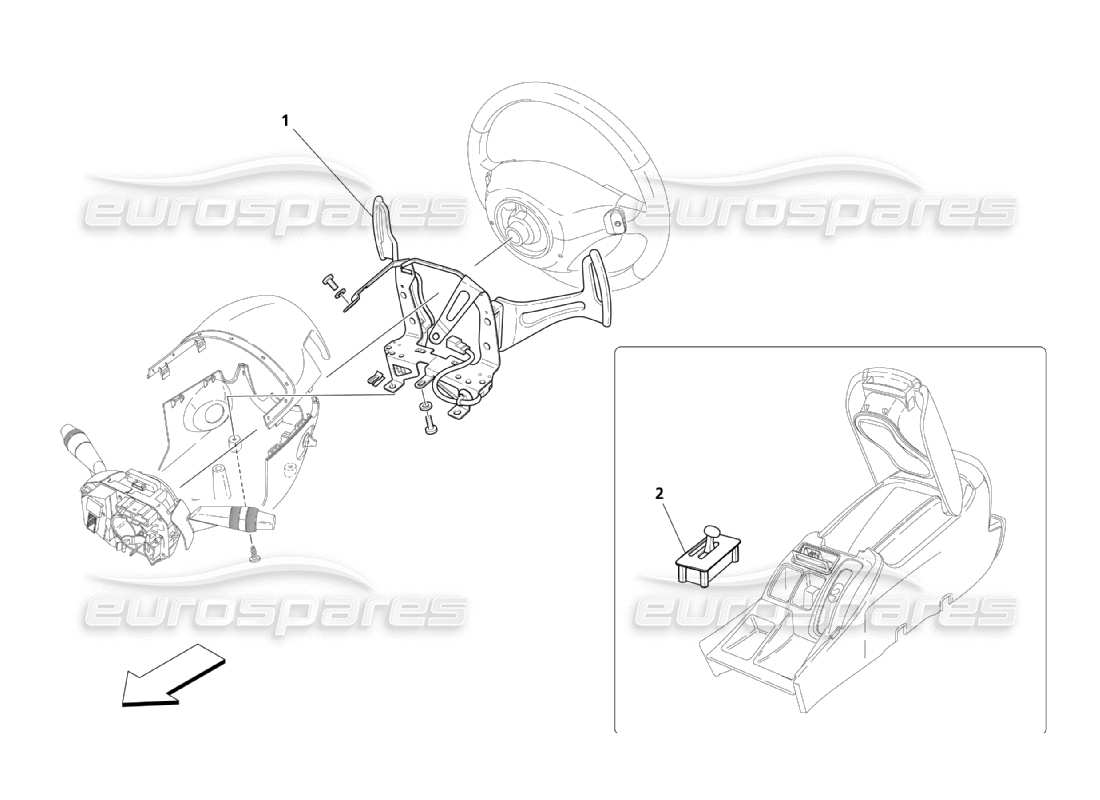 maserati qtp. (2003) 4.2 controles del conductor para el diagrama de piezas de la caja de cambios f1