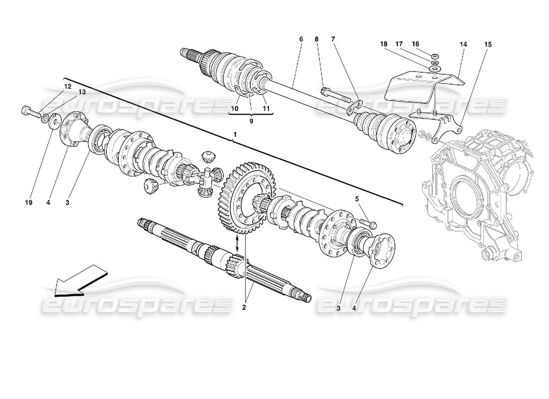 ferrari 355 (2.7 motronic) diferencial y semiejes diagrama de piezas