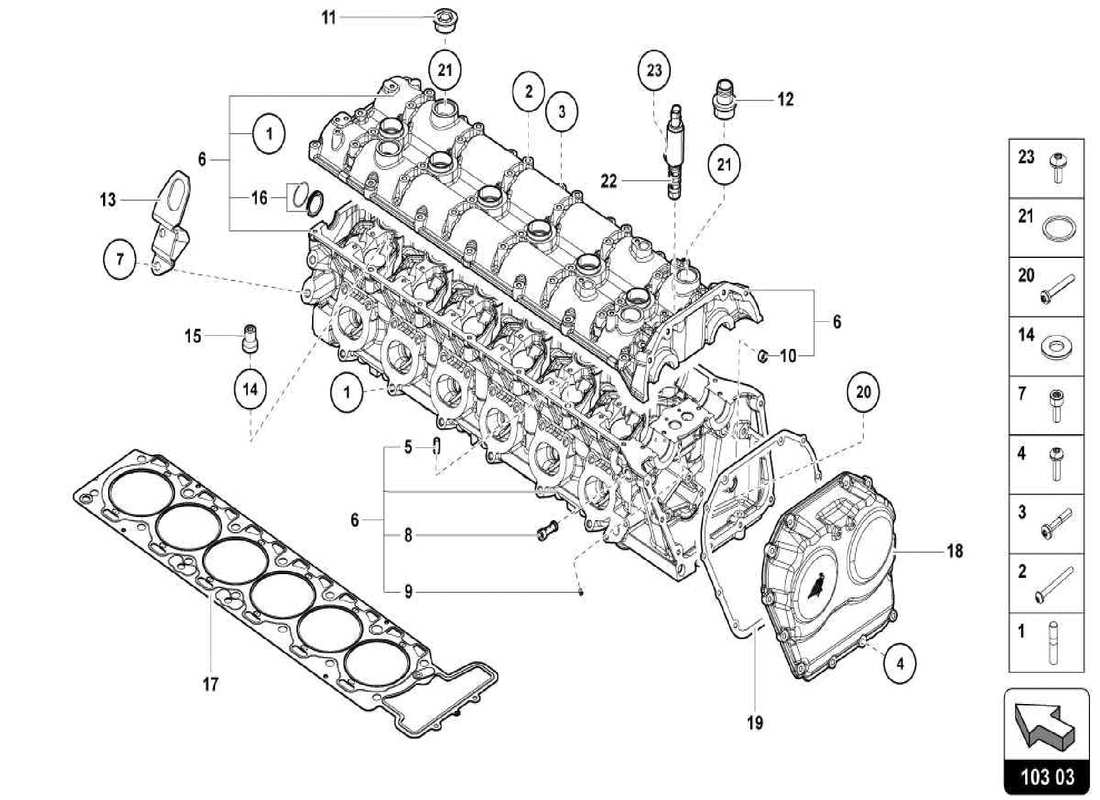 lamborghini centenario spider diagrama de piezas del motor