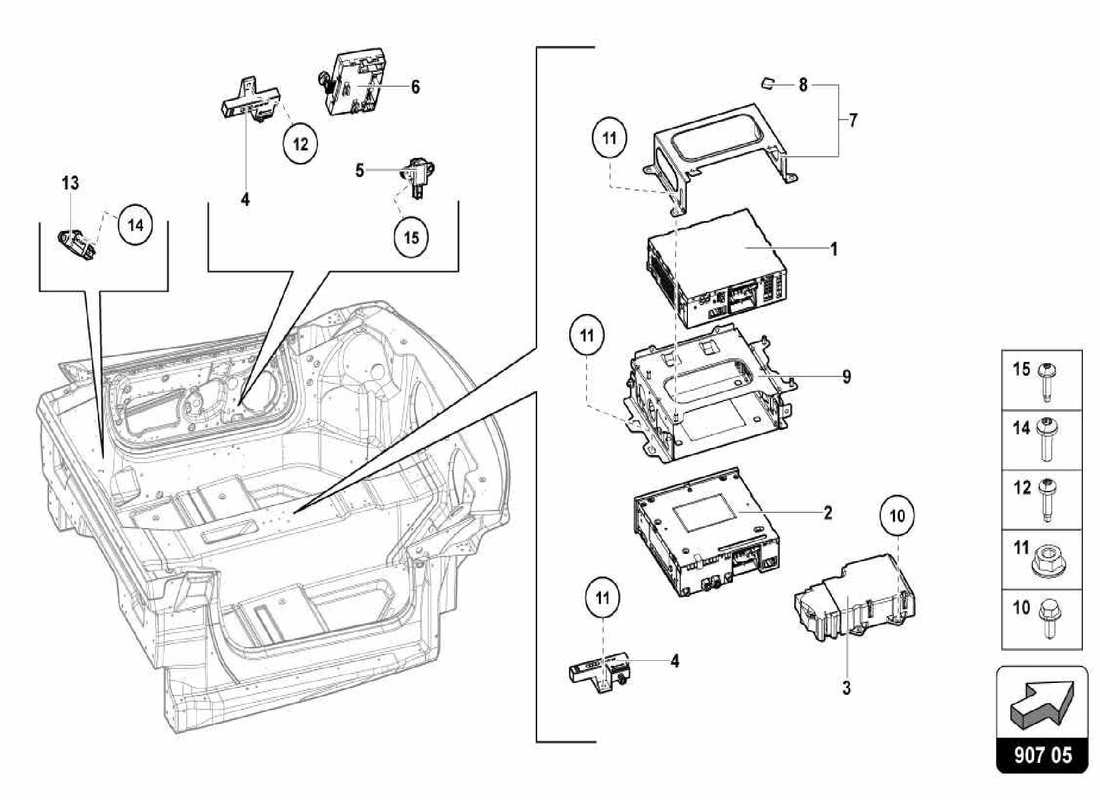 lamborghini centenario spider diagrama de piezas de las unidades de control electrónico
