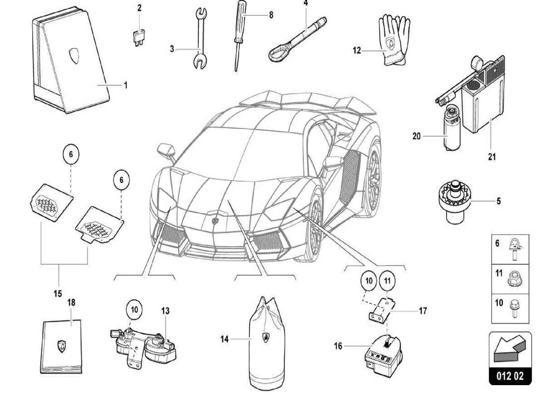 lamborghini centenario spider diagrama de piezas de herramientas