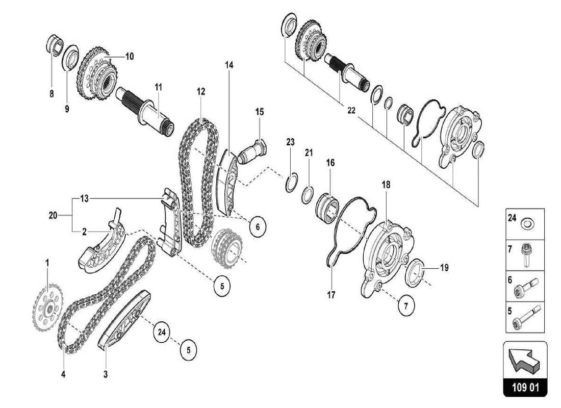lamborghini centenario spider diagrama de piezas de la cadena de distribución