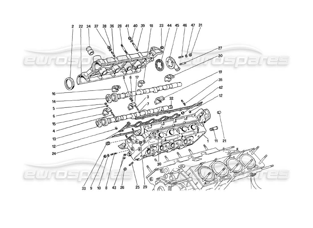 ferrari 208 turbo (1989) culata (derecha) diagrama de piezas