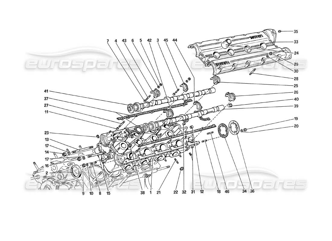 ferrari 208 turbo (1989) culata (izquierda) diagrama de piezas