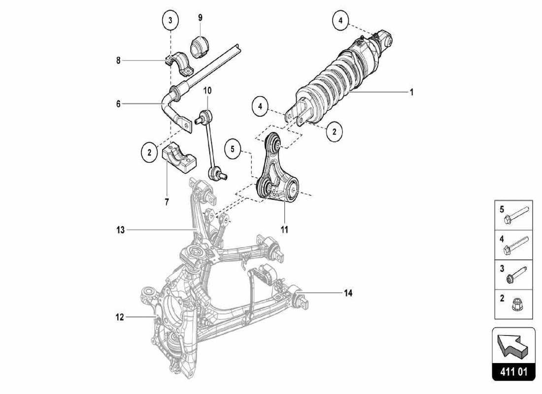 lamborghini centenario spider suspensión delantera diagrama de piezas